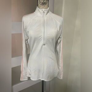 Athleta Women's Running Wild Reflective Half Zip Sweater white SZ MED…
